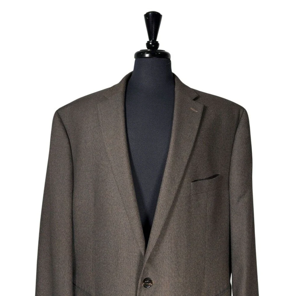 Ralph Lauren Mens Blazer 50R Brown Blue Check Stretch Sport Coat 2 Button Jacket